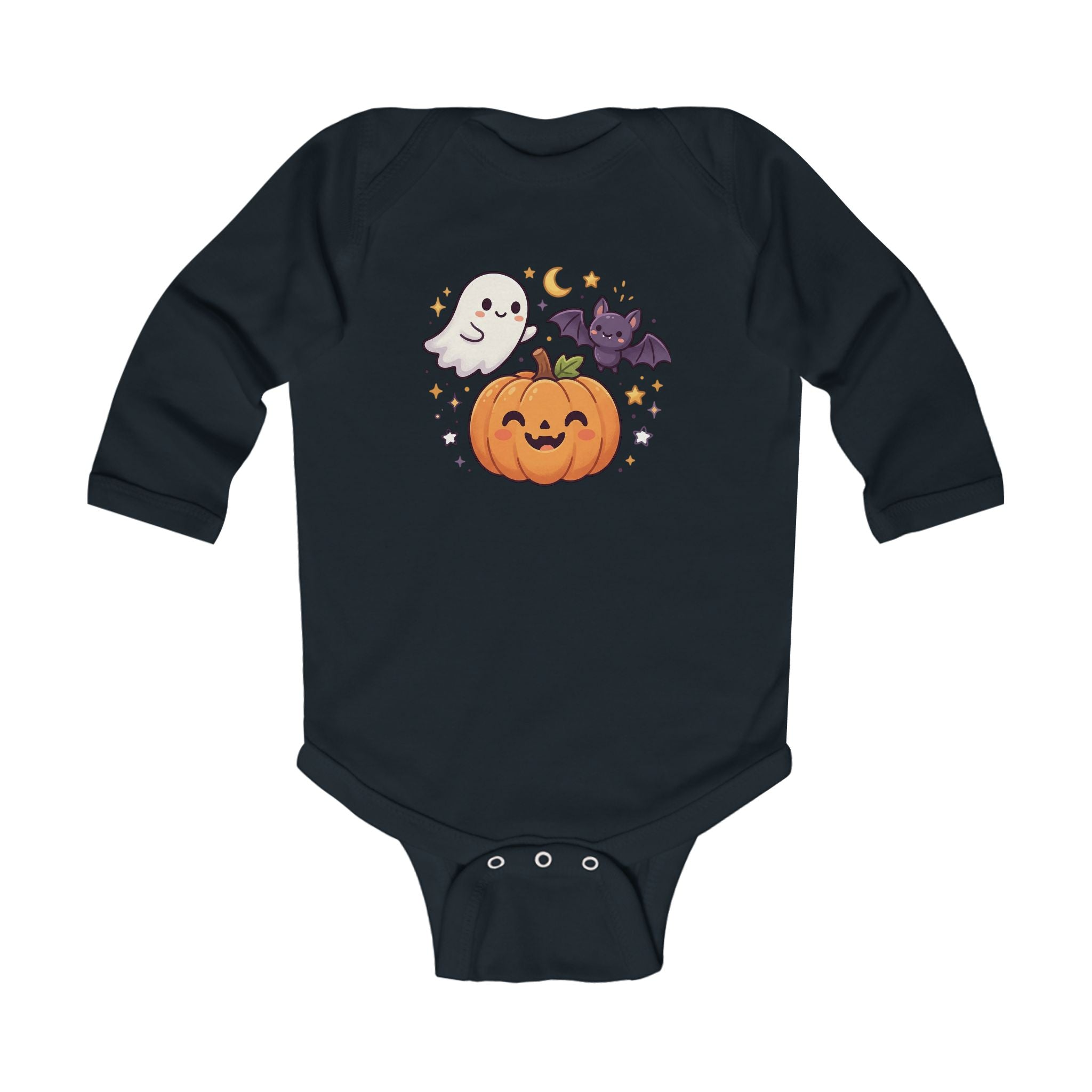 Halloween Baby Bodysuit — Cute Pumpkin, Ghost & Bat Infant Long Sleeve Onesie