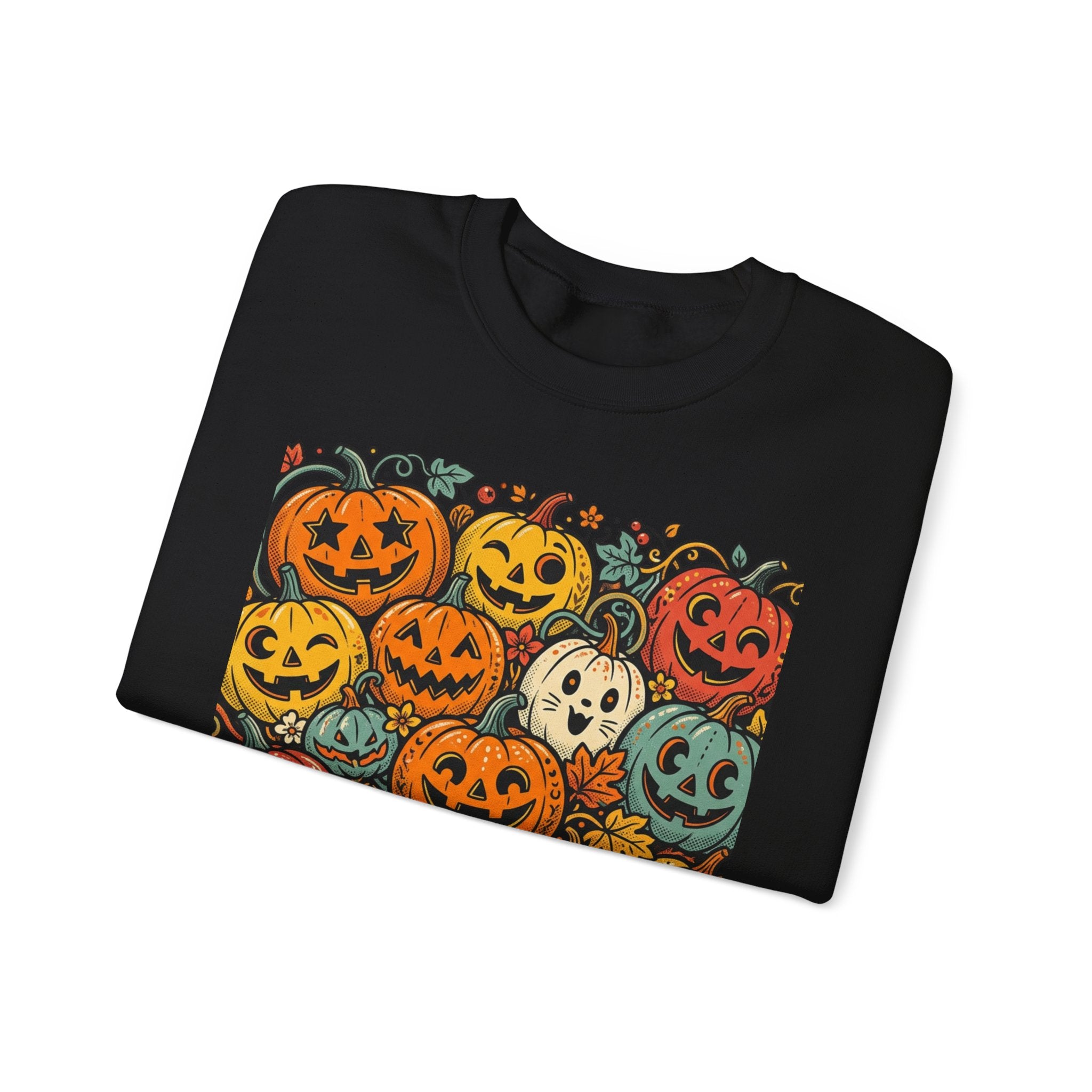 Halloween Pumpkins Crewneck Sweatshirt — Vintage Jack-o'-Lantern Spooky Design