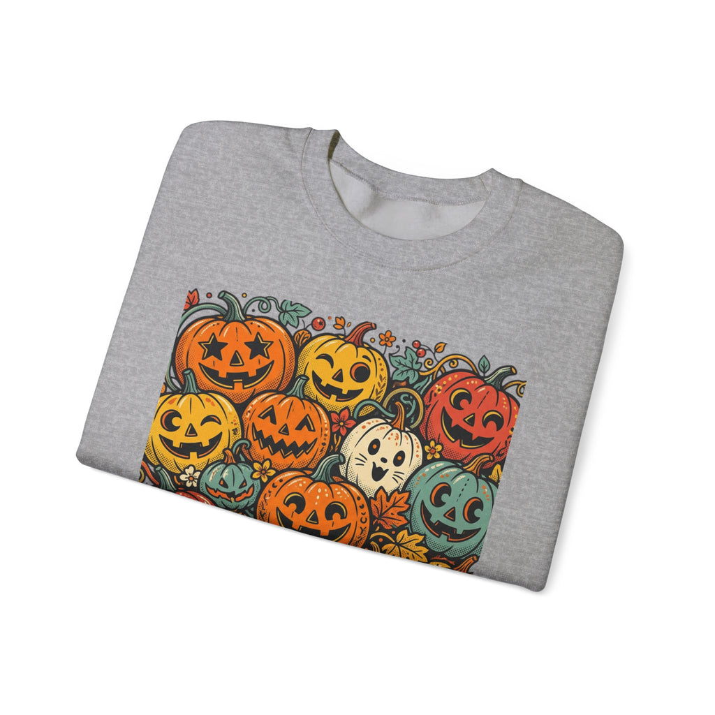 Halloween Pumpkins Crewneck Sweatshirt — Vintage Jack-o'-Lantern Spooky Design